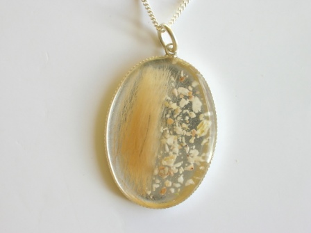 Sterling silver oval hair and ashes pendant