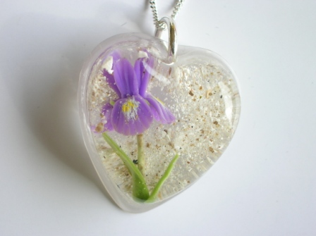 Ashes and Iris flower keepsake pendant