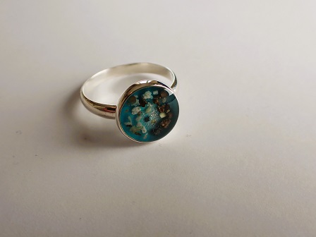 Sterling silver ring for ashes - round setting