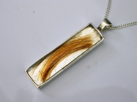 Sterling silver rectangular hair keepsake pendant