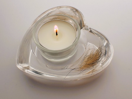 Resin tea light holder for hair or pet fur