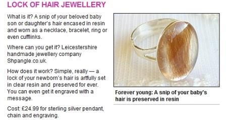 The art of pregnancy - hair keepsake jewellery